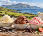 AI-generated illustration for Arran Ice Cream; not actual premises, products, people or equipment.