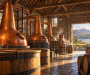 AI-generated illustration for The Lakes Distillery; not actual premises, products, people or equipment.
