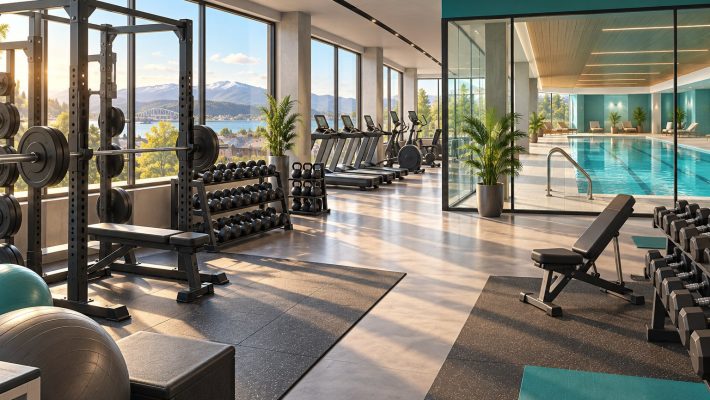 AI-generated illustration for Fitness First Bangor; not actual premises, products, people or equipment.