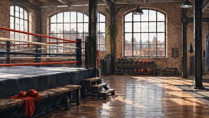 AI-generated illustration for Peacock Gymnasium; not actual premises, products, people or equipment.